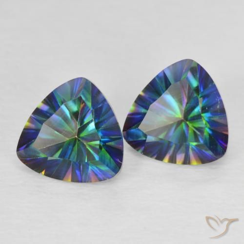Gemas de Cuarzo Místico Azul multicolor natural de 2.25 ct, Trillón, VVS-VS
