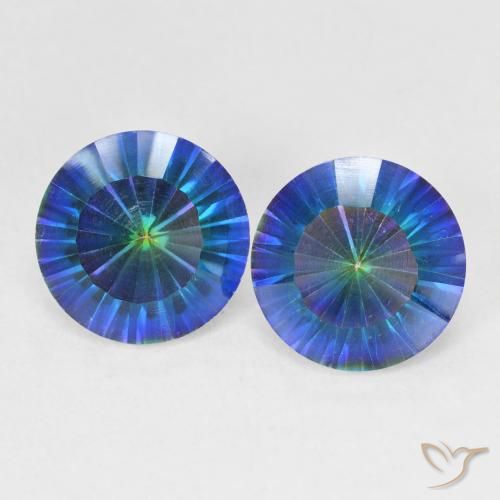 4.80ctw Natural Azul multicolor Cuarzo Místico, Redondo, VVS-VS