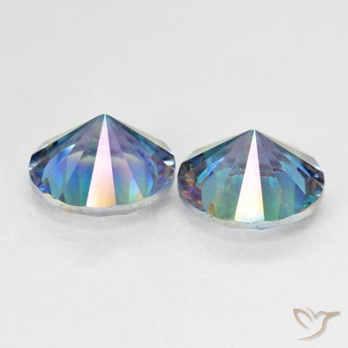 Gemas de Cuarzo Místico Azul multicolor natural de 4.80 ct, Redondo, VVS-VS
