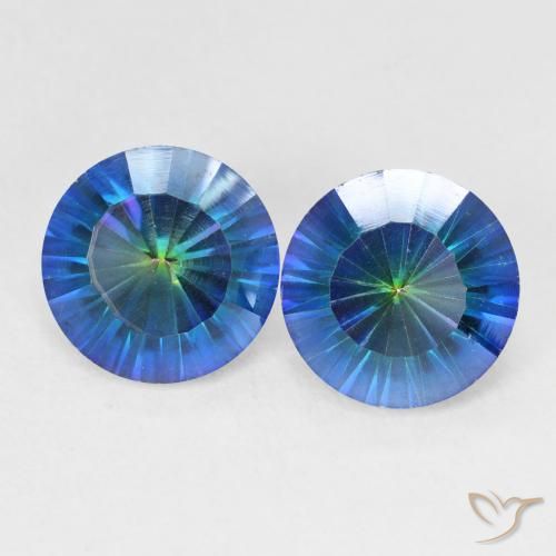 4.84ctw Natural Azul multicolor Cuarzo Místico, Redondo, VVS-VS