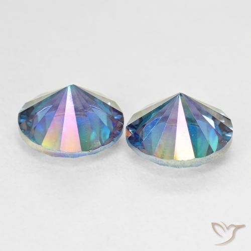Gemas de Cuarzo Místico Azul multicolor natural de 4.84 ct, Redondo, VVS-VS