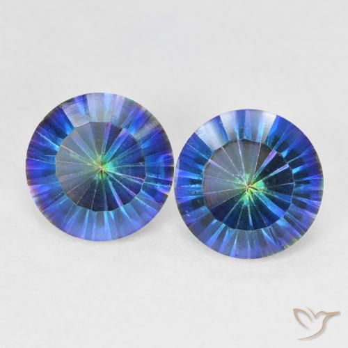 4.68ctw Natural Azul multicolor Cuarzo Místico, Redondo, VVS-VS