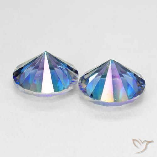 Gemas de Cuarzo Místico Azul multicolor natural de 4.68 ct, Redondo, VVS-VS