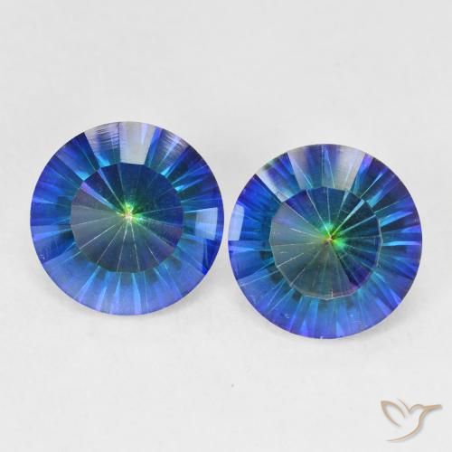 4.87ctw Natural Azul multicolor Cuarzo Místico, Redondo, VVS-VS