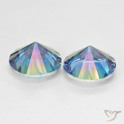 Gemas de Cuarzo Místico Azul multicolor natural de 4.87 ct, Redondo, VVS-VS