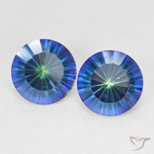 4.77ctw Natural Azul multicolor Cuarzo Místico, Redondo, VVS-VS