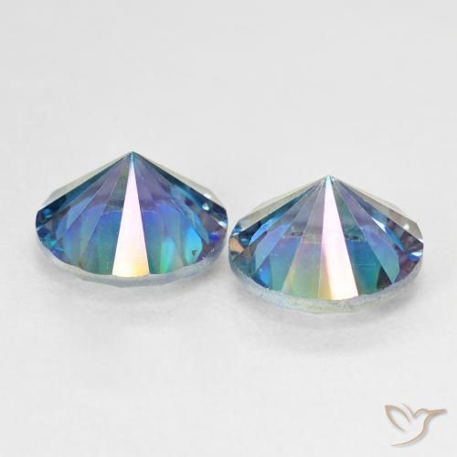 Gemas de Cuarzo Místico Azul multicolor natural de 4.77 ct, Redondo, VVS-VS