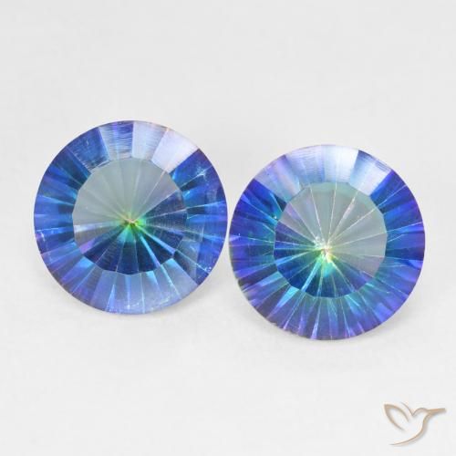 4.85ctw Natural Azul multicolor Cuarzo Místico, Redondo, VVS-VS