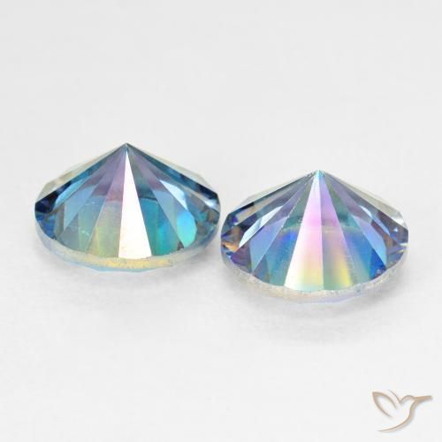 Gemas de Cuarzo Místico Azul multicolor natural de 4.85 ct, Redondo, VVS-VS