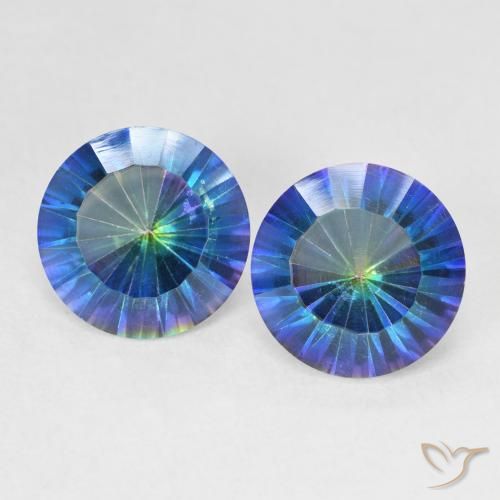 4.62ctw Natural Azul multicolor Cuarzo Místico, Redondo, VVS-VS