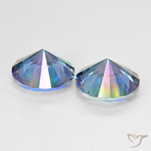 Gemas de Cuarzo Místico Azul multicolor natural de 4.62 ct, Redondo, VVS-VS