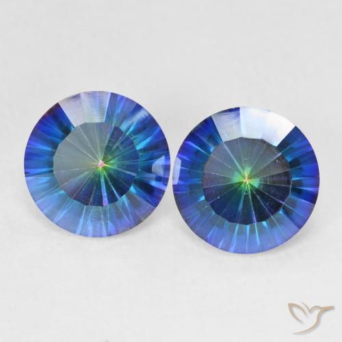 4.74ctw Natural Azul multicolor Cuarzo Místico, Redondo, VVS-VS