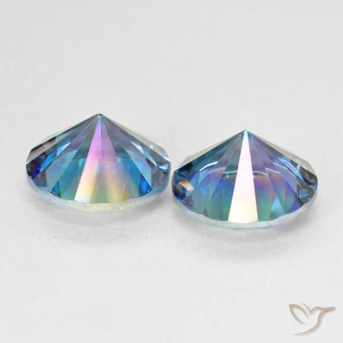 Gemas de Cuarzo Místico Azul multicolor natural de 4.74 ct, Redondo, VVS-VS