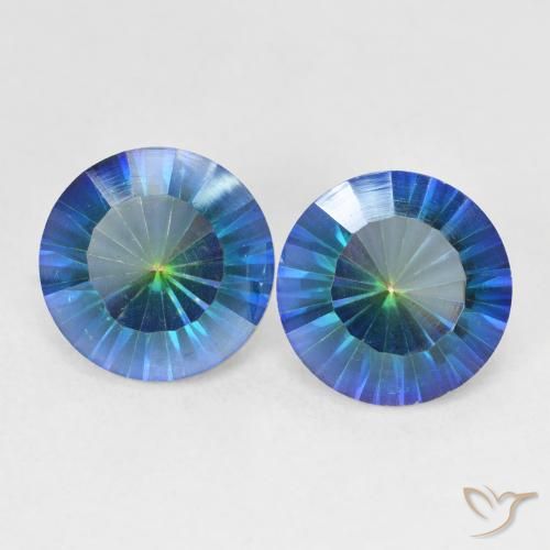 4.97ctw Natural Azul multicolor Cuarzo Místico, Redondo, VVS-VS