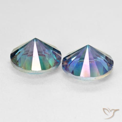 Gemas de Cuarzo Místico Azul multicolor natural de 4.97 ct, Redondo, VVS-VS