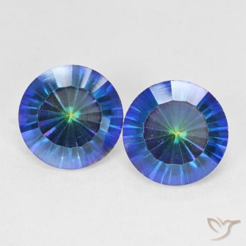 4.92ctw Natural Azul multicolor Cuarzo Místico, Redondo, VVS-VS