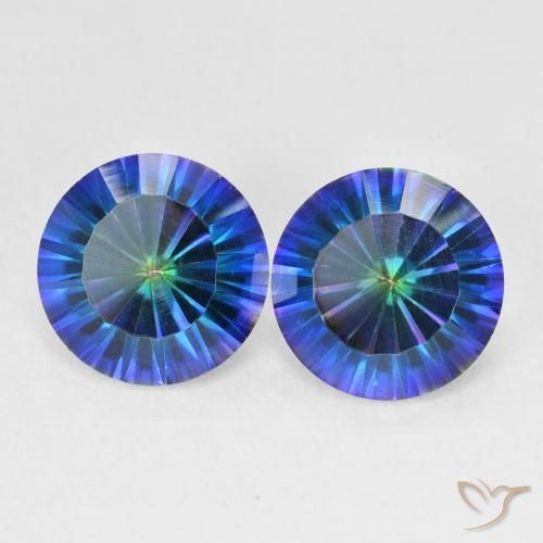 4.78ctw Natural Azul multicolor Cuarzo Místico, Redondo, VVS-VS