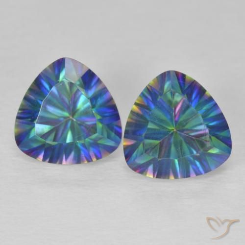 3.69ctw Natural Azul multicolor Cuarzo Místico, Trillón, VVS-VS