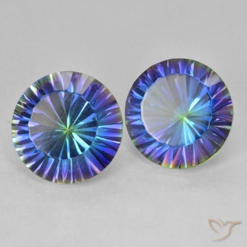 Gemas de Cuarzo Místico Multicolor natural de 7.24 ct, Redondo, VVS