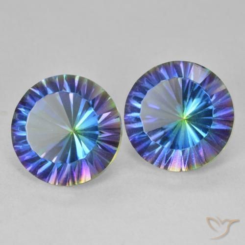 Gemas de Cuarzo Místico Multicolor natural de 7.42 ct, Redondo, VVS