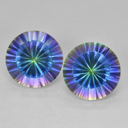 7.63ctw Natural Multicolor Cuarzo Místico, Redondo, VVS-VS