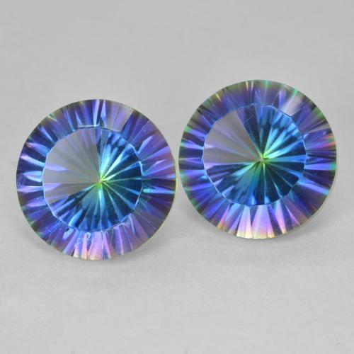 Gemas de Cuarzo Místico Multicolor natural de 7.63 ct, Redondo, VVS-VS