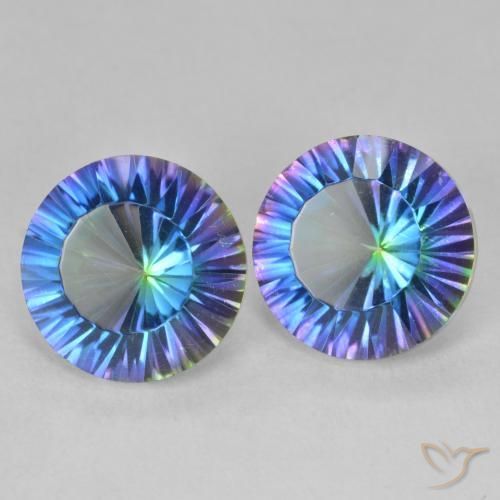 Gemas de Cuarzo Místico Multicolor natural de 7.02 ct, Redondo, VVS-VS