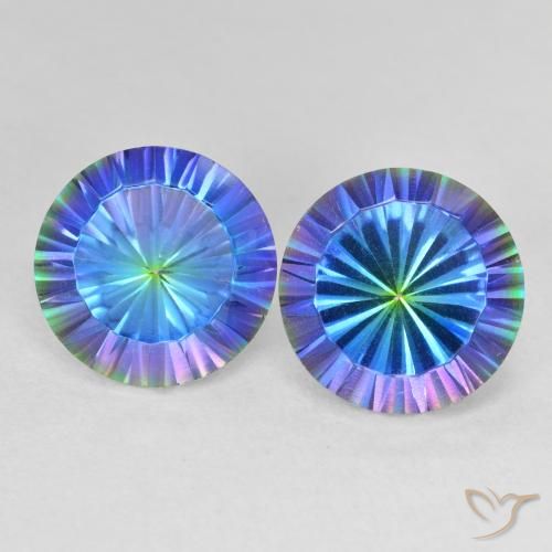 7.47ctw Natural Azul multicolor Cuarzo Místico, Redondo, VVS-VS