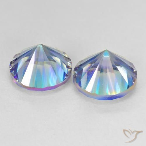 Gemas de Cuarzo Místico Azul multicolor natural de 7.47 ct, Redondo, VVS-VS