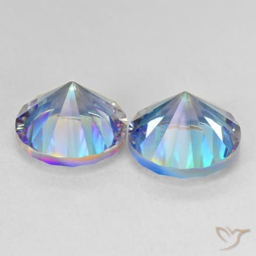 Gemas de Cuarzo Místico Azul multicolor natural de 7.01 ct, Redondo, VVS-VS