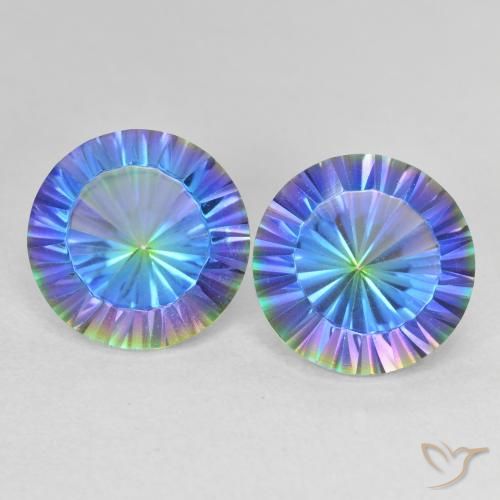 7.37ctw Natural Azul multicolor Cuarzo Místico, Redondo, VVS-VS