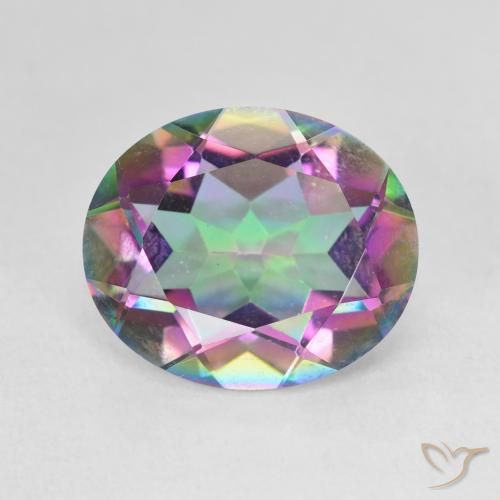 5.49ct Natural Multicolor Cuarzo Místico, Ovalada, VVS