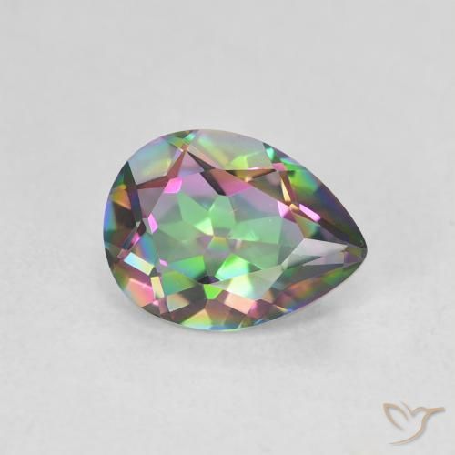 Cuarzo Místico Multicolor natural de 1.08 ct, En forma de pera, VVS