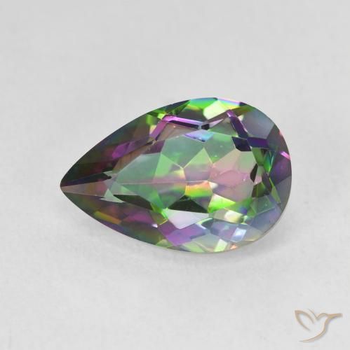 2.96ct Natural Multicolor Cuarzo Místico, En forma de pera, VVS-VS