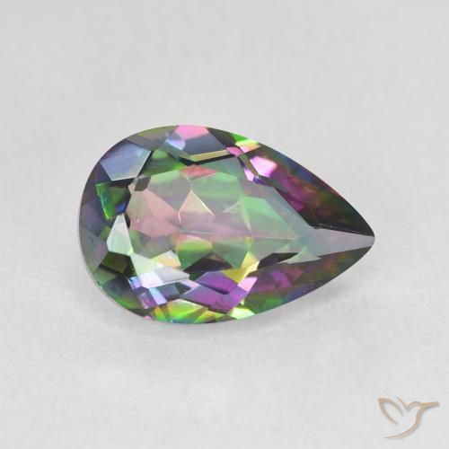 Cuarzo Místico Multicolor natural de 2.96 ct, En forma de pera, VVS-VS