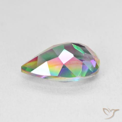 Cuarzo Místico Multicolor natural de 2.96 ct, En forma de pera, VVS-VS