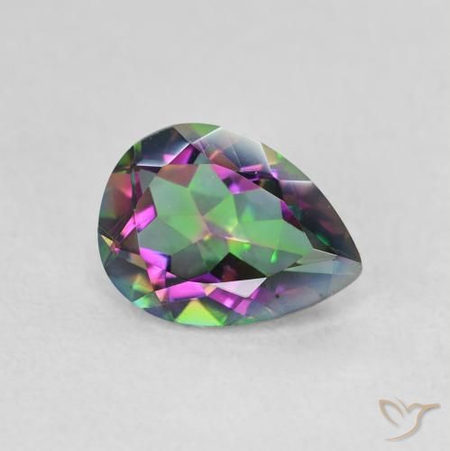 Cuarzo Místico Multicolor natural de 0.98 ct, En forma de pera, VVS