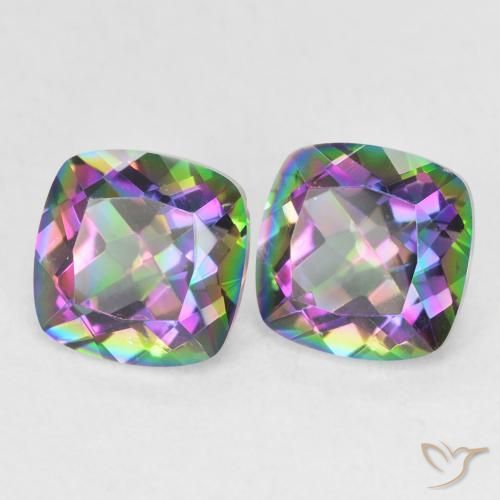 Gemas de Cuarzo Místico Multicolor natural de 2.78 ct, Forma Cojín, VVS