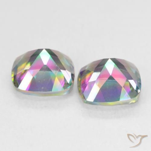 Gemas de Cuarzo Místico Multicolor natural de 2.78 ct, Forma Cojín, VVS