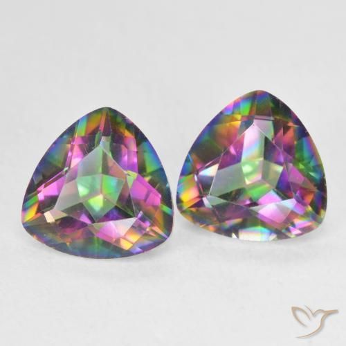 Gemas de Cuarzo Místico Multicolor natural de 3.39 ct, Trillón, VVS