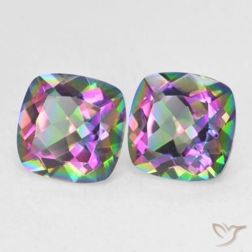 Gemas de Cuarzo Místico Multicolor natural de 2.82 ct, Forma Cojín, VVS