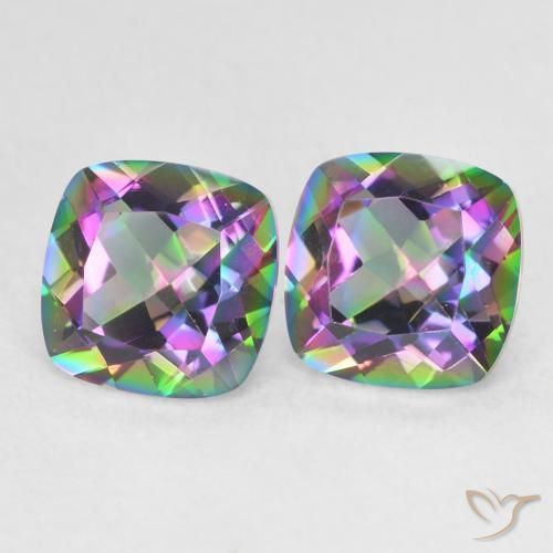 Gemas de Cuarzo Místico Multicolor natural de 2.77 ct, Forma Cojín, VVS
