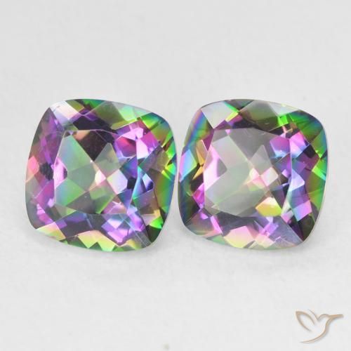 Gemas de Cuarzo Místico Multicolor natural de 2.88 ct, Forma Cojín, VVS