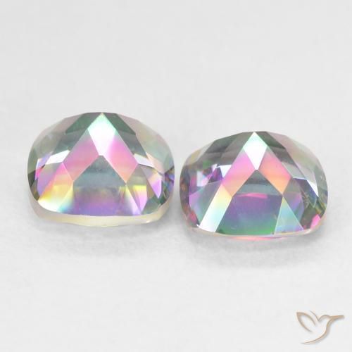 Gemas de Cuarzo Místico Multicolor natural de 2.88 ct, Forma Cojín, VVS
