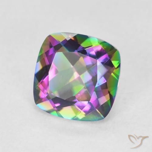 Cuarzo Místico Multicolor natural de 1.40 ct, Forma Cojín, VVS