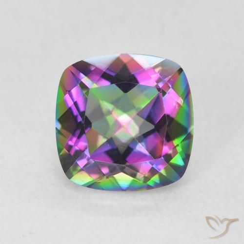 Cuarzo Místico Multicolor natural de 1.42 ct, Corte Cojín, VVS