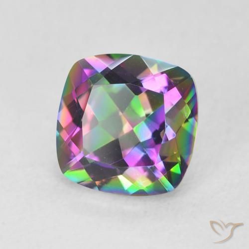 Cuarzo Místico Multicolor natural de 1.42 ct, Corte Cojín, VVS