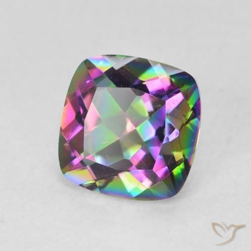 Cuarzo Místico Multicolor natural de 1.40 ct, Forma Cojín, VVS