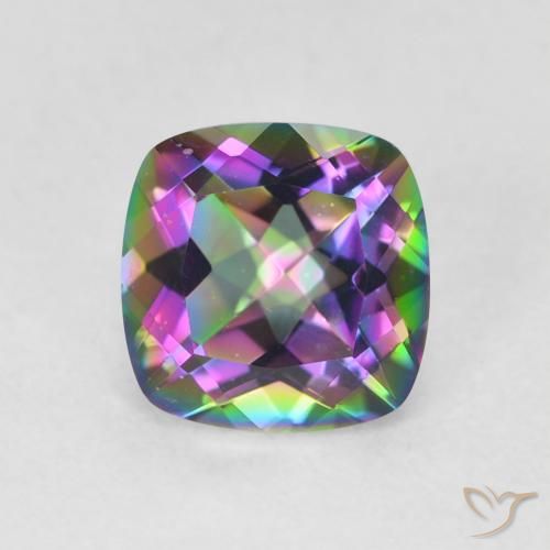 1.45ct Natural Multicolor Cuarzo Místico, Forma Cojín, VVS