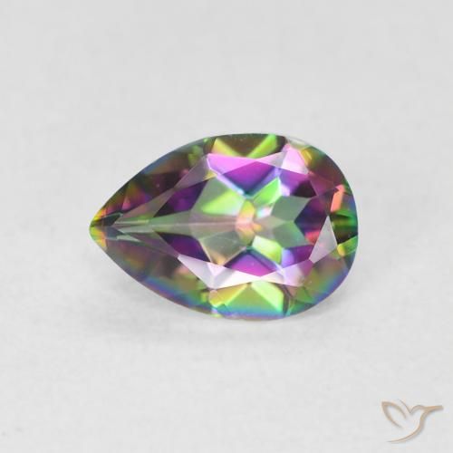 Cuarzo Místico Multicolor natural de 0.66 ct, En forma de pera, VS